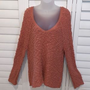 Free People V-Neck Sweater in Rust